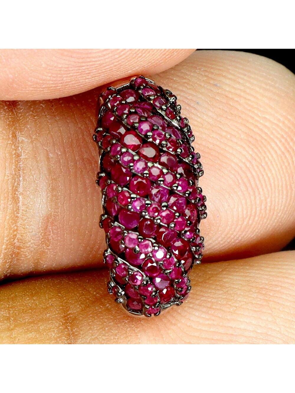925 Sterling Silver Pendant Ruby Myanmar Round Diamond Cut Gemstone Jewelry